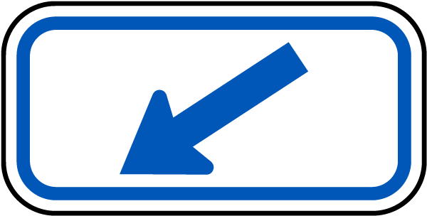 Blue Diagonal Left Arrow Sign - Blue Diagonal Left Arrow Sign (600x304)