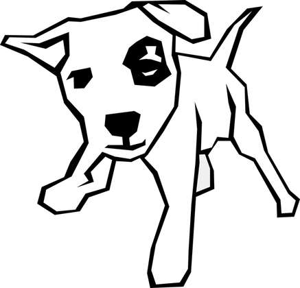 Ffffff - Black And White Drawings Of Dog (437x420)