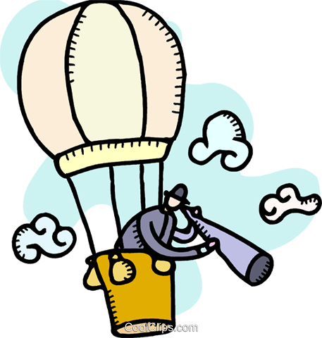 With In Hot Air Balloon Royalty Free - Man In An Air Balloon Clipart (457x480)