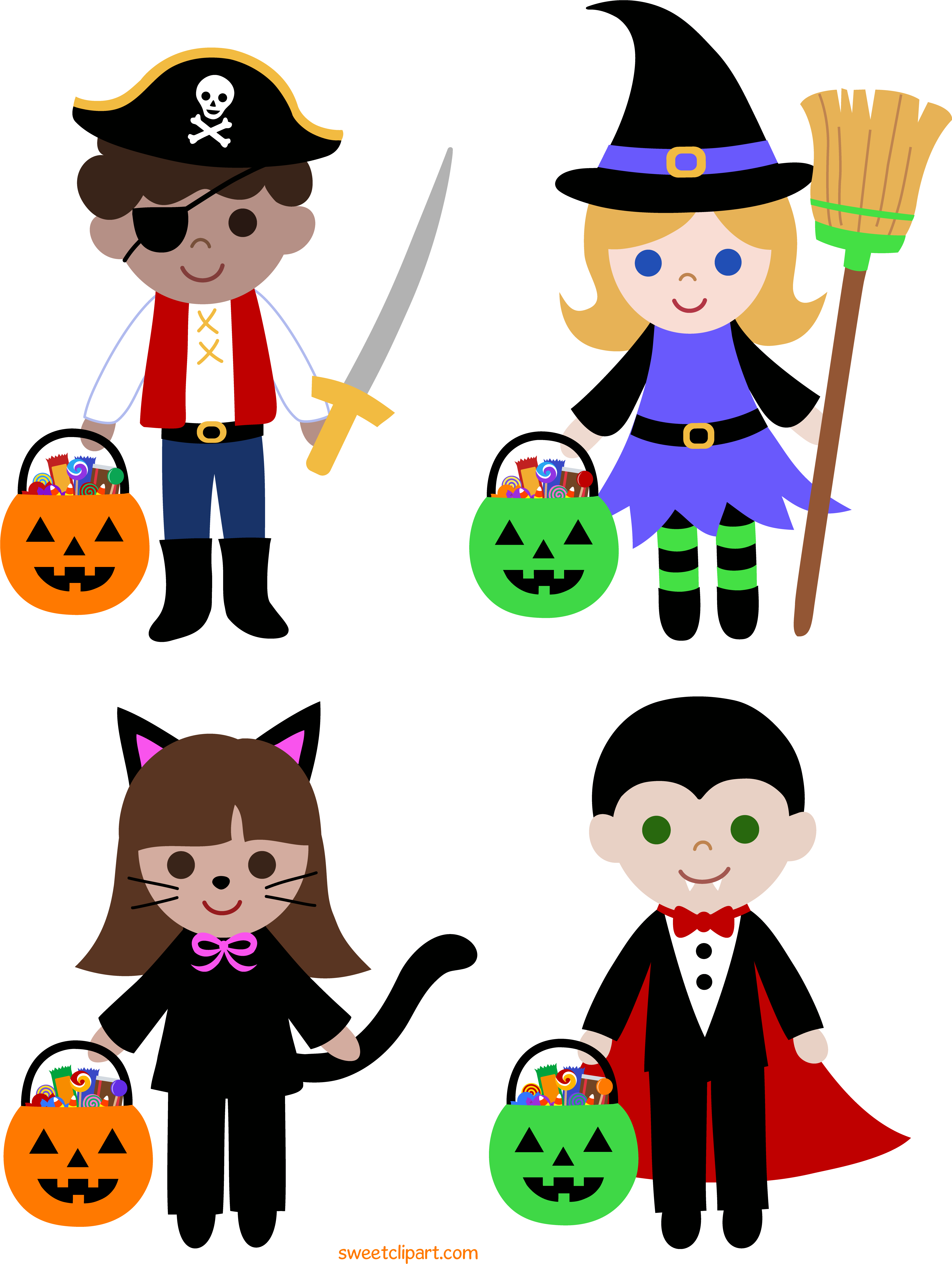 Halloween Kids Clipart - Clip Art Halloween Trick Or Treaters (4925x6433)