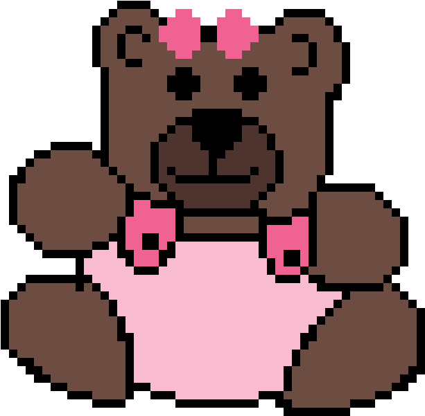 Teddy Bear Wearing Pink Bow And Pink Overalls - Snorlax Sprite (1200x1200)