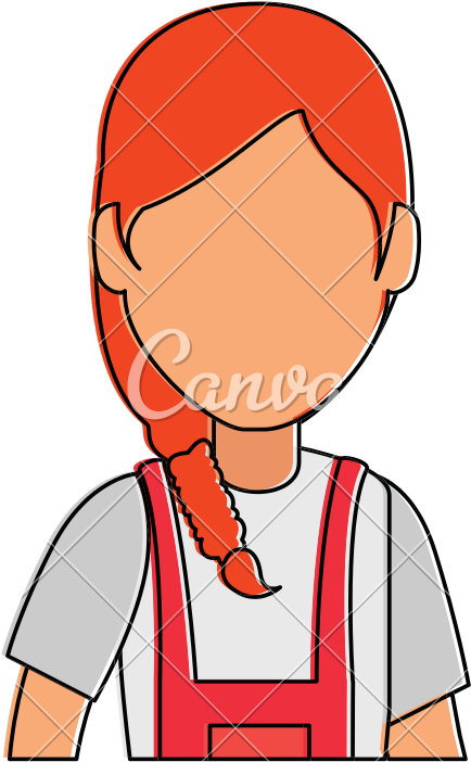 Woman Gardener With Overalls Avatar Character - Cartoon (800x800)