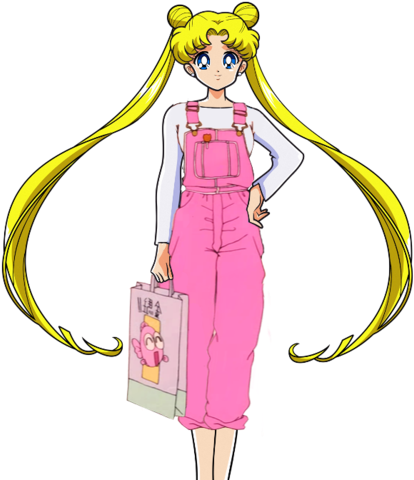 Some Food On Rei Or Something, Let's Be Real) - Sailor Moon Pink Overalls (500x506)