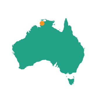 Darwin - Australia Map With Flag (364x364)