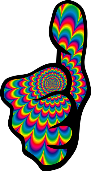 Psychedelic, Thumbs Up, Like, 60s, Bright, Click - Psychedelic Art Png (294x550)