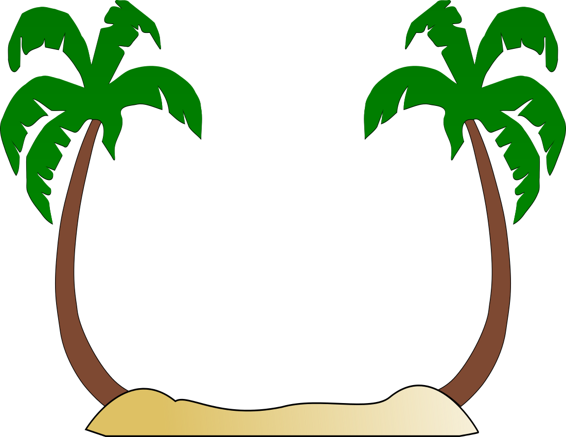 The Gallery For > Moose Clipart Black And White - Palm Tree Beach Silhouette (1100x850)