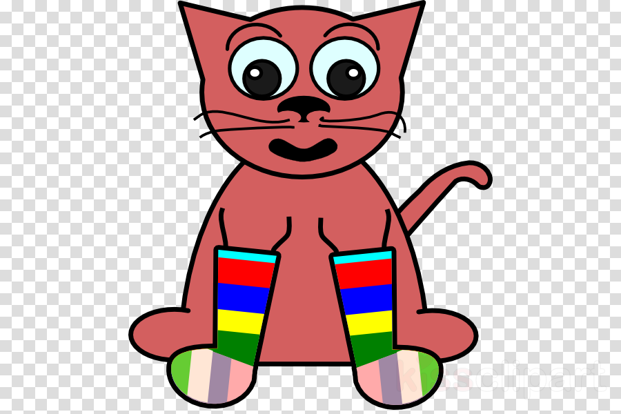 Cat With Socks Cartoon Clipart Cat Kitten Clip Art - Simple Logo Without Background (900x600)