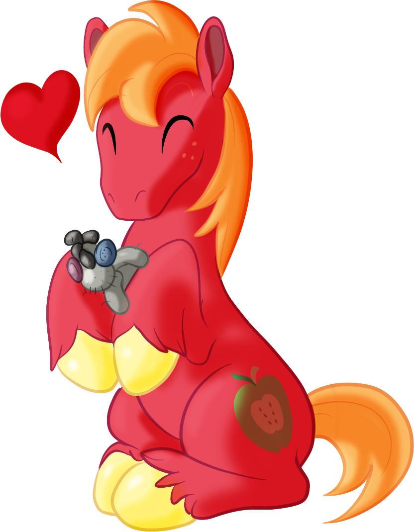 Big Macintosh, Eyes Closed, Floating Heart, Heart, - Cartoon (832x1070)