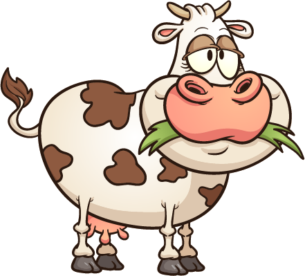 Robot - Cow Eating - Cartoon (441x399)