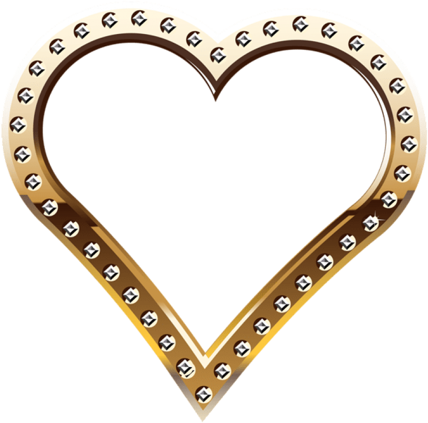 Free Png Download Heart Border Gold Clipart Png Photo - Golden Heart Border Png (850x841)