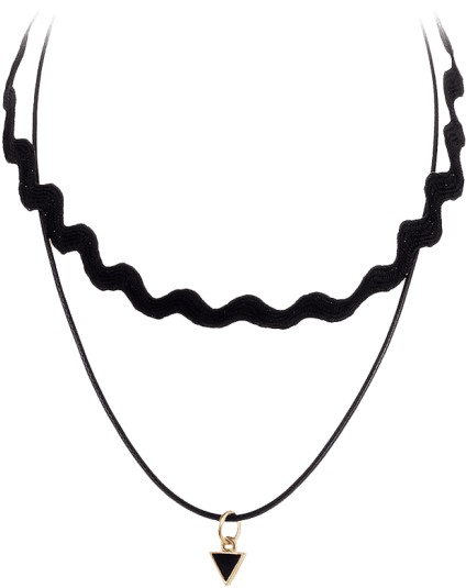 Triangle Faux Leather Rope Necklace - Locket (480x638)