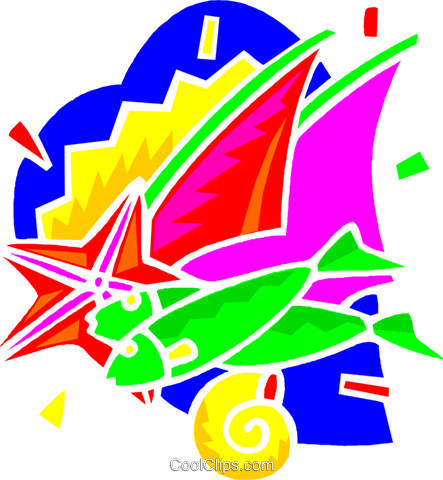 Starfish, Fish, Aquatic Design Royalty Free Vector - Starfish, Fish, Aquatic Design Royalty Free Vector (443x480)
