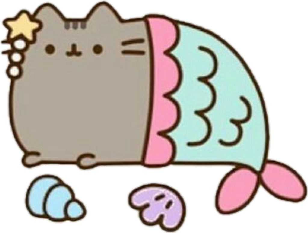 Mermaid Sticker - Pusheen Cat Mermaid (1024x777)