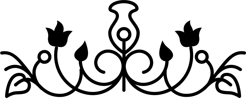 Flower Bell Outline Design Variant With Vines And Leaves - Flower Bell Png (981x392)