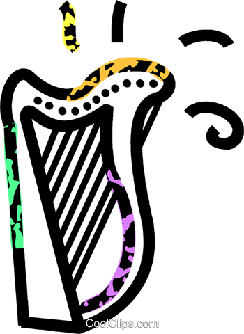 Harp Royalty Free Vector Clip Art Illustration - Harp Royalty Free Vector Clip Art Illustration (350x480)