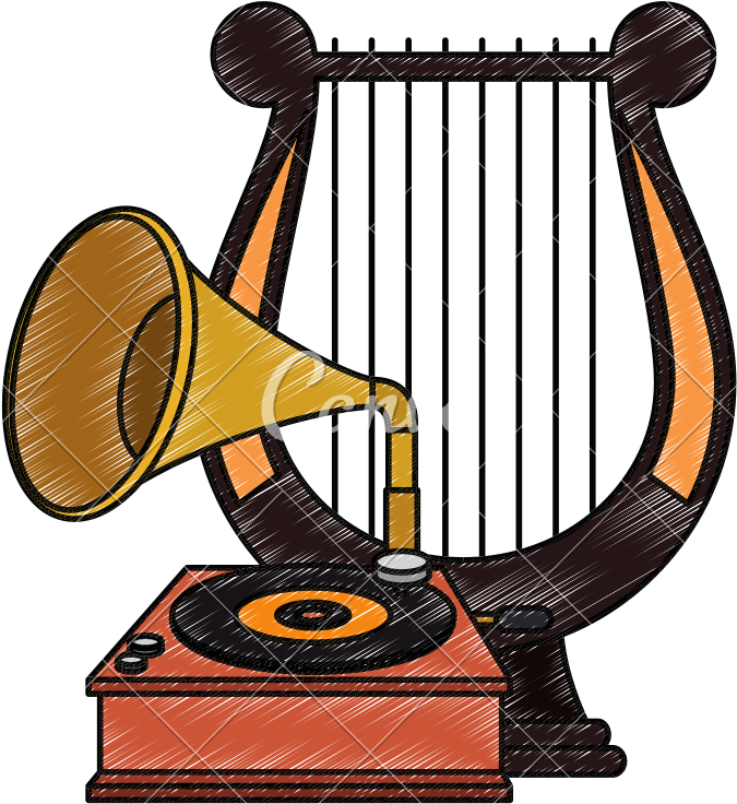 Gramophone Old Fashion With Harp - Gramophone Old Fashion With Harp (800x800)
