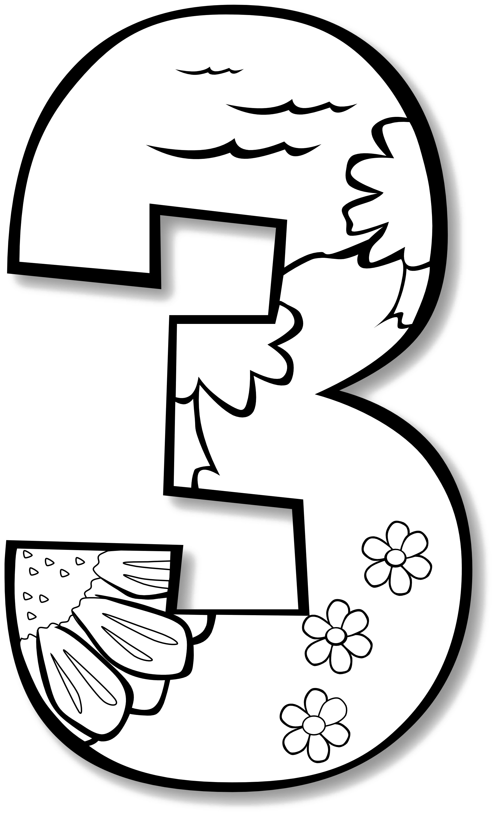 3 Number Png Picture - Clipart Black And White Three (1969x3202)