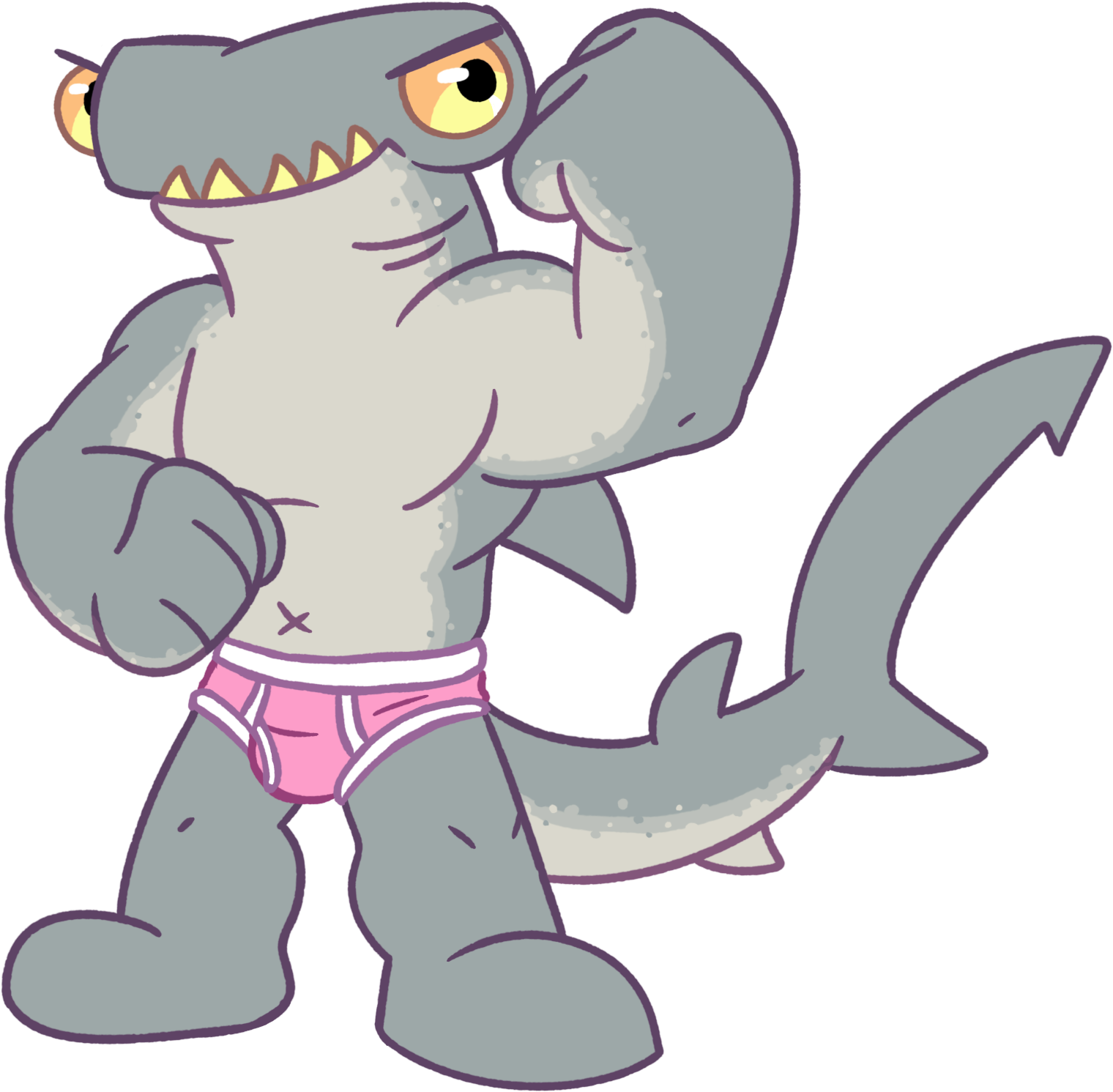 Hammerhead Shark In Underwear - Hammerhead Angry Cartoon (1600x1600)