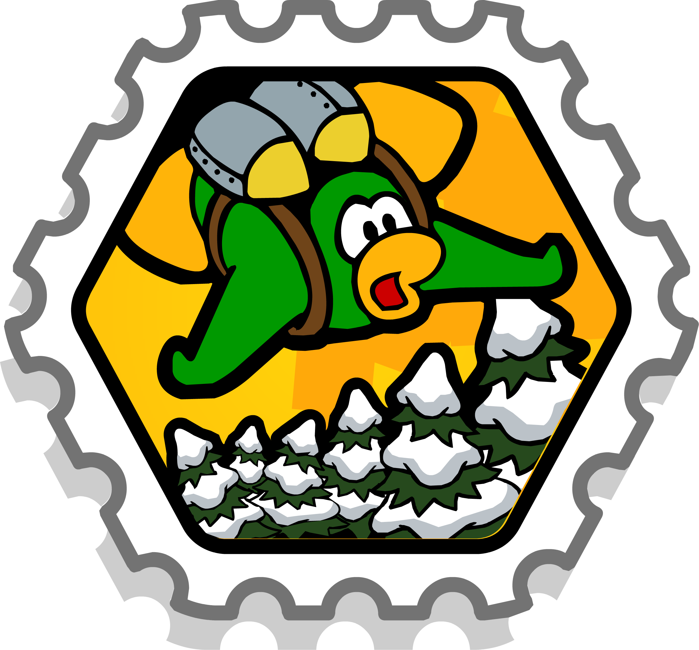 Skiing Clipart Crash - Club Penguin Max Spin Stamp (2452x2279)