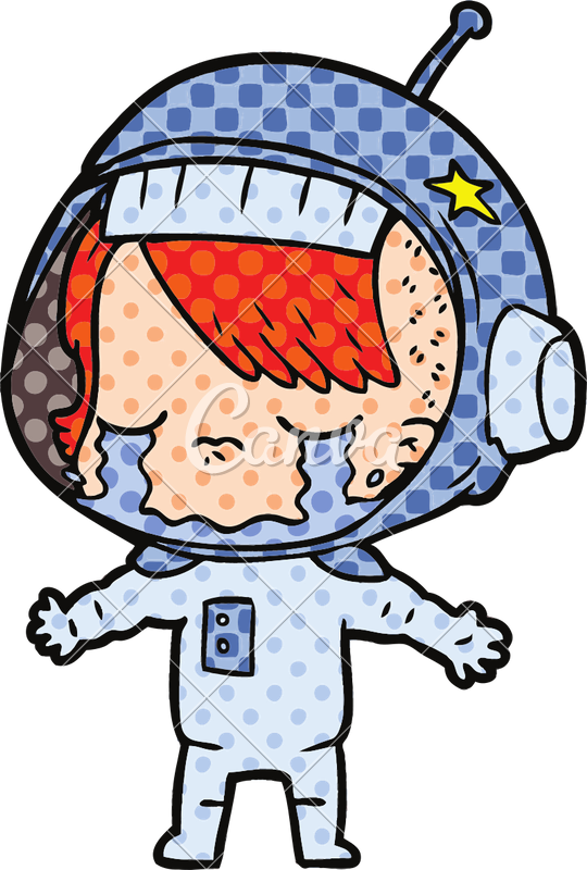 Cartoon Astronaut Girl Crying - Drawing (540x800)