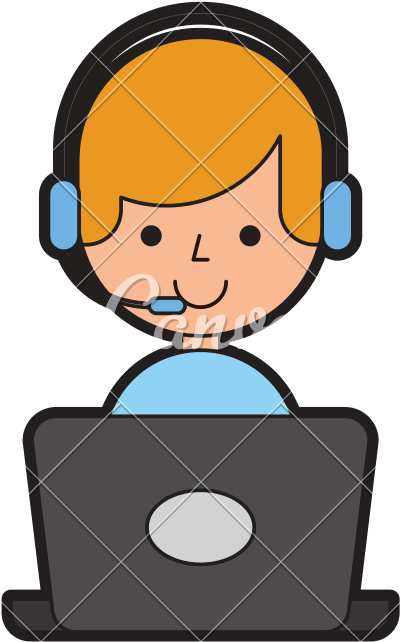 Call Center Agent With Laptop Avatar - Call Center Agent Cartoon (800x800)
