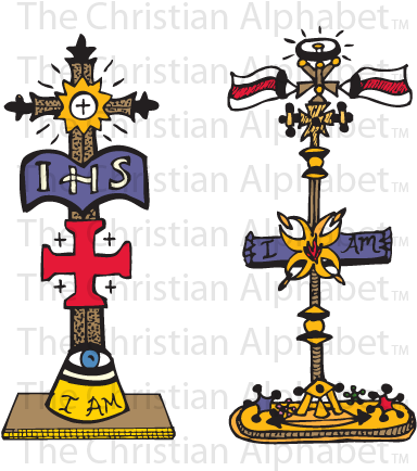 I Stands For "i Am" Bible Verse Art - Cross (421x464)