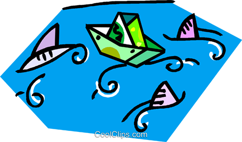 Paper Boats Royalty Free Vector Clip Art Illustration - Paper Boats Royalty Free Vector Clip Art Illustration (480x283)