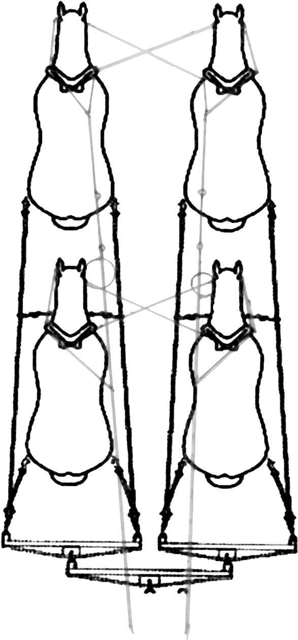 Multiple Hitching With One Set Of Lines - Line Art (636x1280)
