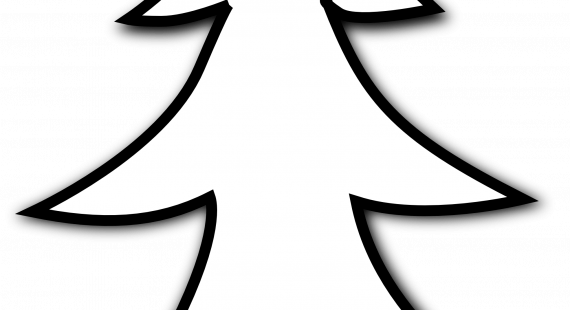 Wonderful Evergreen Tree Outline Coloring For Cure - Simple Christmas Tree Clipart Black And White (570x310)