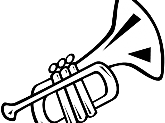 Trombone Clipart Black And White - Clip Art Black And White Trumpet (640x480)