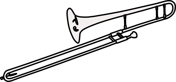 Trombone Clipart Black And White - Line Art (600x279)