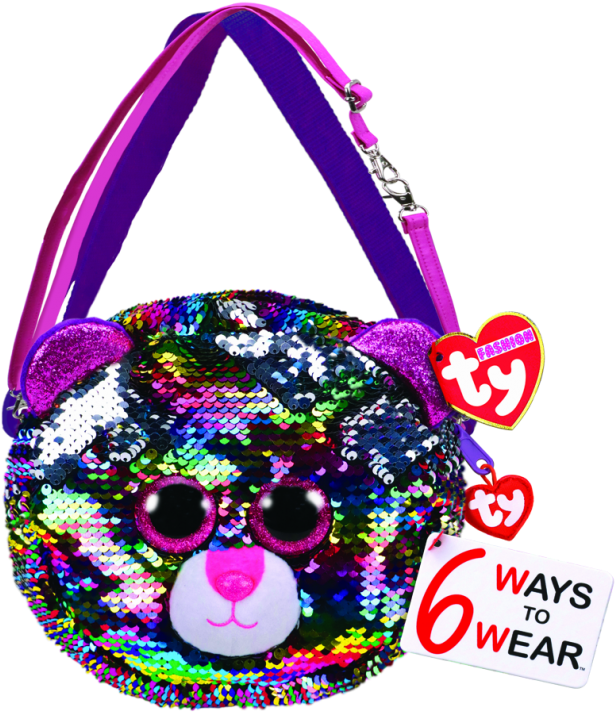 Dotty The Multicoloured Leopard Sequin Purse Ty Fashion - Beanie Boos Bag (650x714)