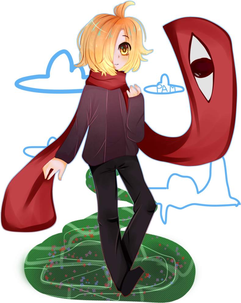 Dream With A Red Scarf - Cartoon (800x998)