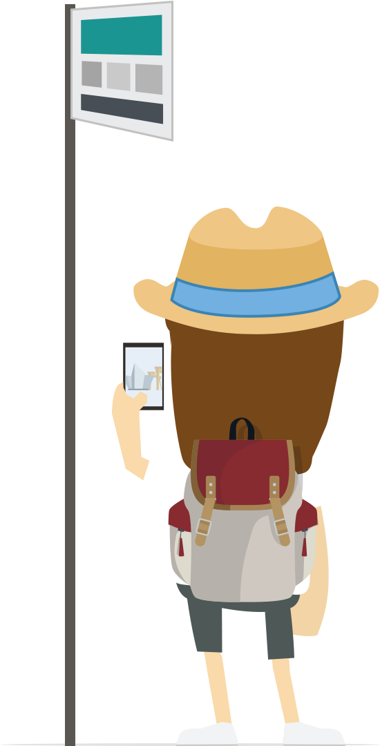 Healthy Eddie At Bus Stop - Cartoon (562x1100)