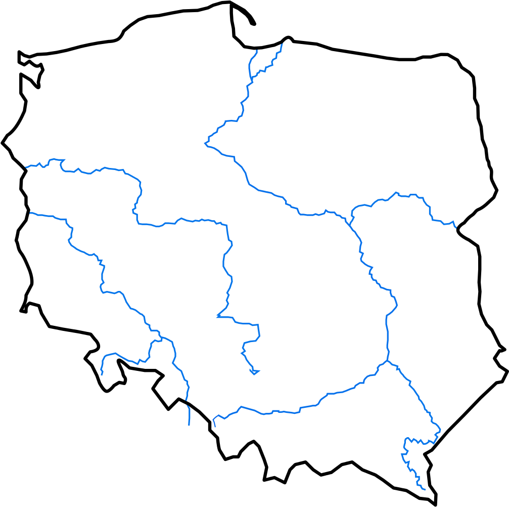 Clip Arts Related To - Mapa Polski Konturowa Z Wisłą (1024x1024)