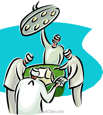 Doctors In Surgery Royalty Free Vector Clip Art Illustration - Surgery Clipart (429x480)