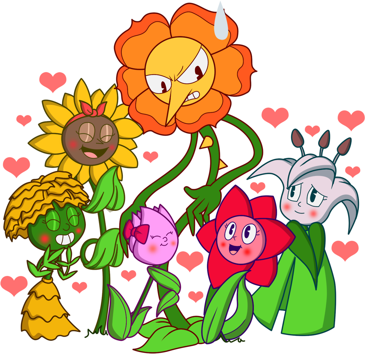 I Had To Try And Draw Cagney Carnation - Flores Cuphead (1280x1303)