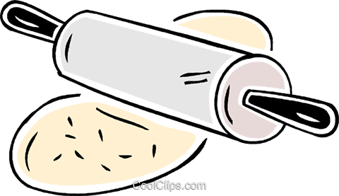 Rolling Pin And Dough Royalty Free Vector Clip Art - Rolo De Massa Png (480x277)