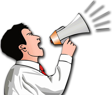 Whining Is For People Who Don't Want To Advance - Yelling Into Megaphone Png (473x400)
