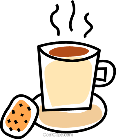 Cup Of Coffee And A Cookie Royalty Free Vector Clip - Clipart Cookie And Coffee (400x480)