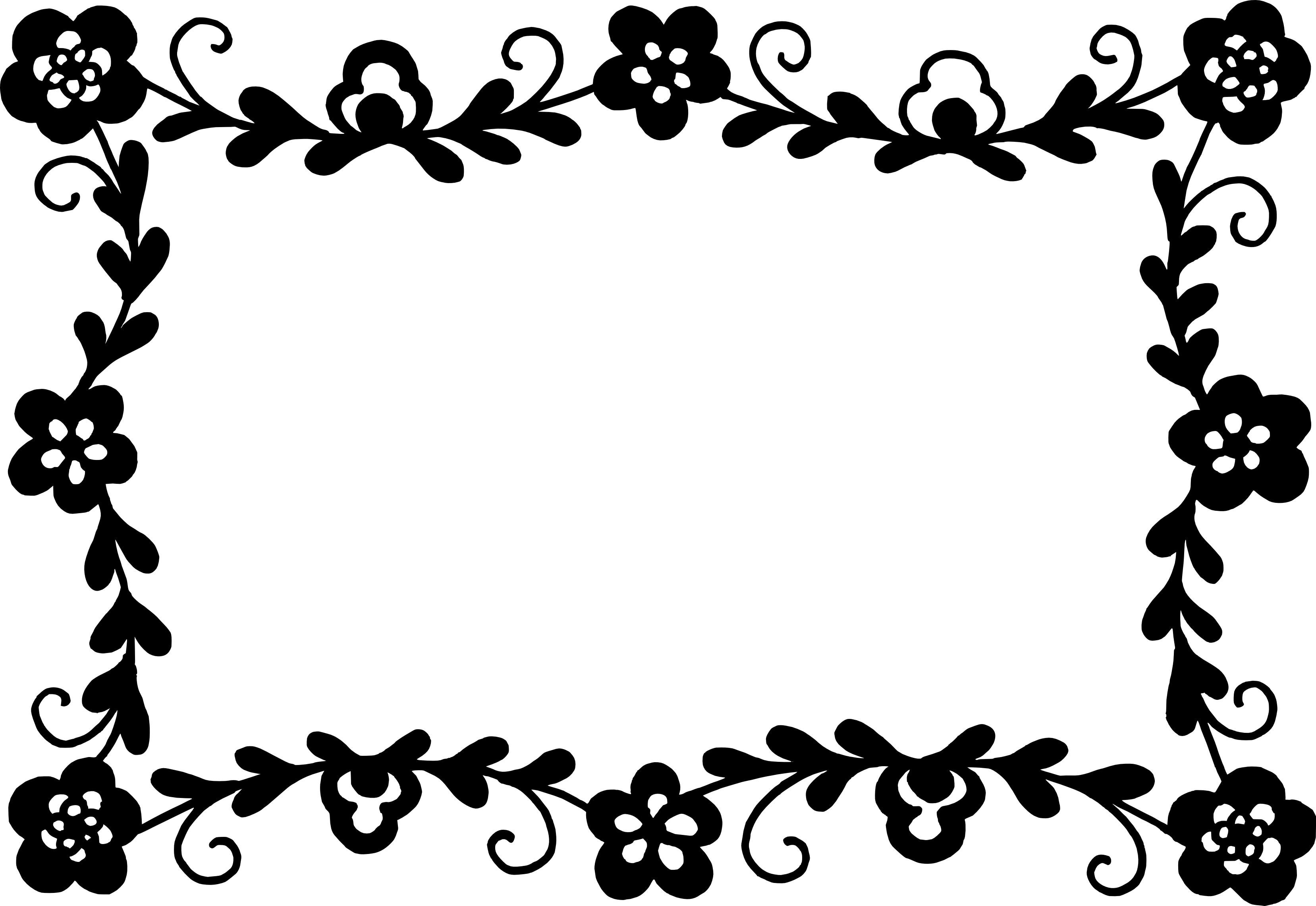 Free Rectangle Flower Frame 4 Png - Flower Frame Vector Png Black (3314x2281)