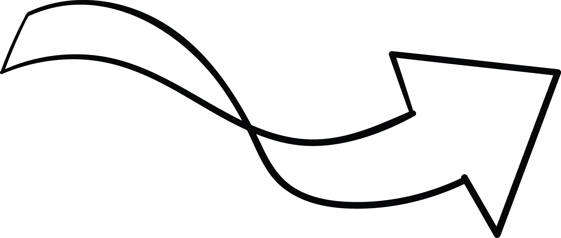 Right Arrow White Twist Tail Doodle - Line Art (1937x823)