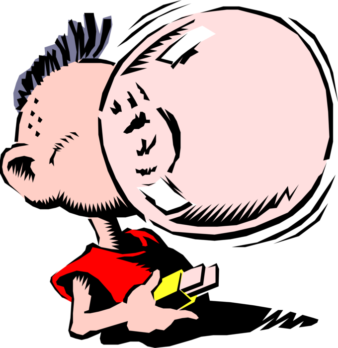 Vector Illustration Of Boy Blows Bubble With Chewing - Vector Illustration Of Boy Blows Bubble With Chewing (680x700)