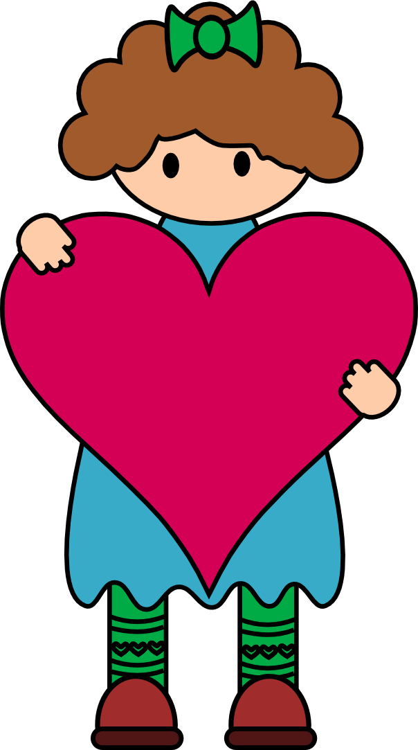 Embroidery - Girl With A Heart Clipart (604x1083)