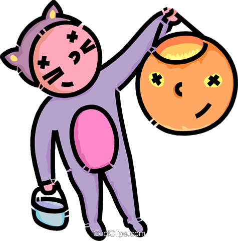 Child Ready To Go Out For Halloween Royalty Free Vector - Child Ready To Go Out For Halloween Royalty Free Vector (475x480)