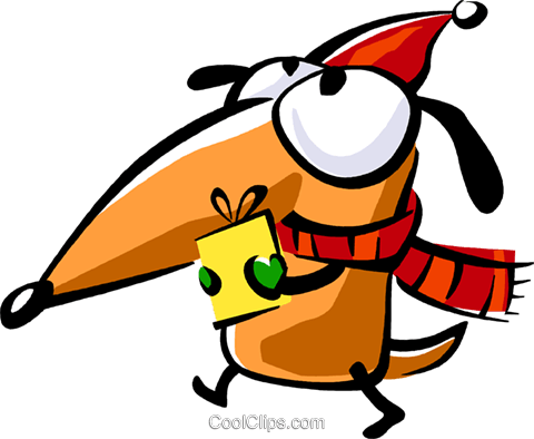 Santa's Helper Carrying A Present Royalty Free Vector - Cartoon (480x394)