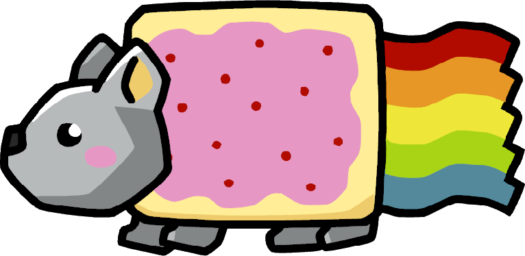 Nyan Cat Clipart Rainbow Trail - Scribblenauts (766x374)