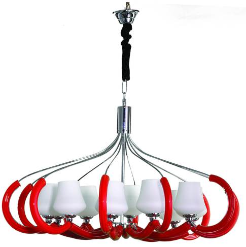 This Beautiful Red And White Chandelier Is Sure To - Chandelier (500x524)