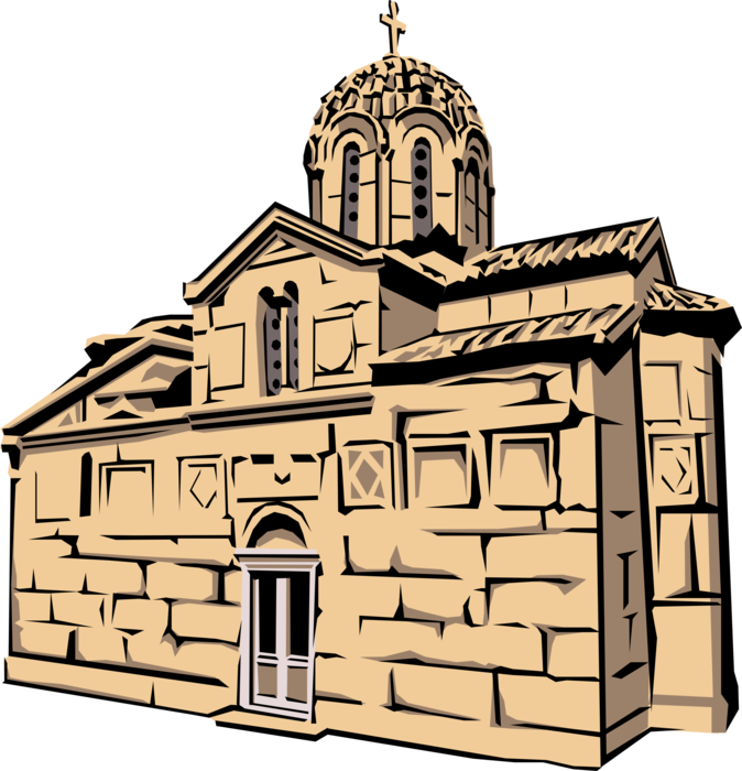Vector Illustration Of Greek Christian Orthodox Church - Vector Illustration Of Greek Christian Orthodox Church (674x700)