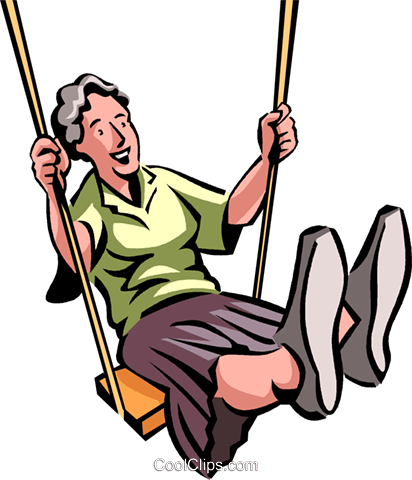 Senior People Clipart - Person On Swing Clipart (412x480)